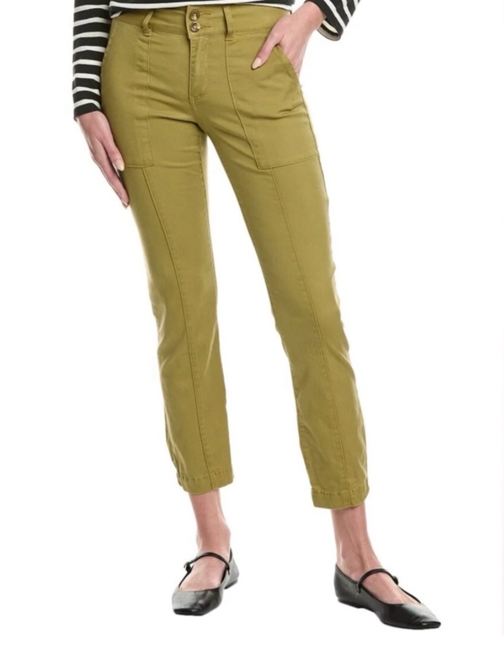 Cabi Trooper Mid-Rise Skinny Moss Green Twill Woven Pants, 4